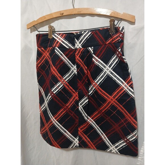 Ann Taylor Loft Multi Plaid Zip-Back A-Line Skirt Size 0p - Picture 5 of 8